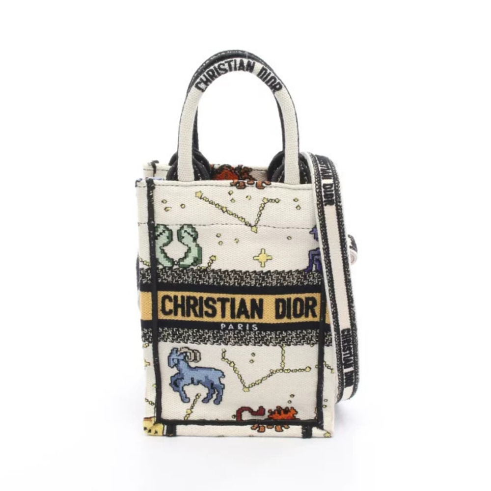 Christian Dior BOOK TOTE Handbag Canvas White Black Multicolor